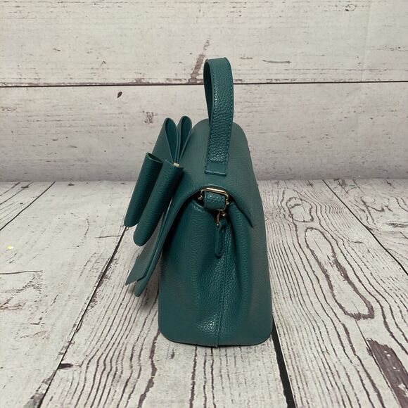 Crossi Green Bow Shoulder Bag Top Handle Adjustable‎ Strap Chic Faux Leather - Picture 2 of 13